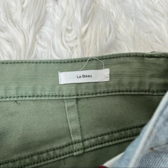 NWOT FRAME Le Beau Cargo Mixed-Media High Rise Boyfriend Jeans Canteburry 24 - Picture 9 of 13